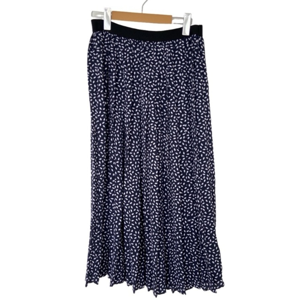 JOE FRESH NAVY WHITE LEAF PRINT LONG FLOWING MAXI SKIRT, SMALL